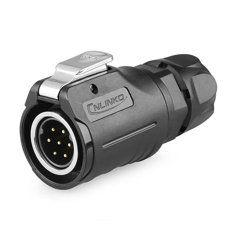 CNLINKO LP-16 7 PIN Industrial Waterproof Connector, IP68 Circular Connector, PBT Plastic Shell Quick Plug Aviation Connector M16 Male Plug and Female Plug (7 Pin） - Image 2
